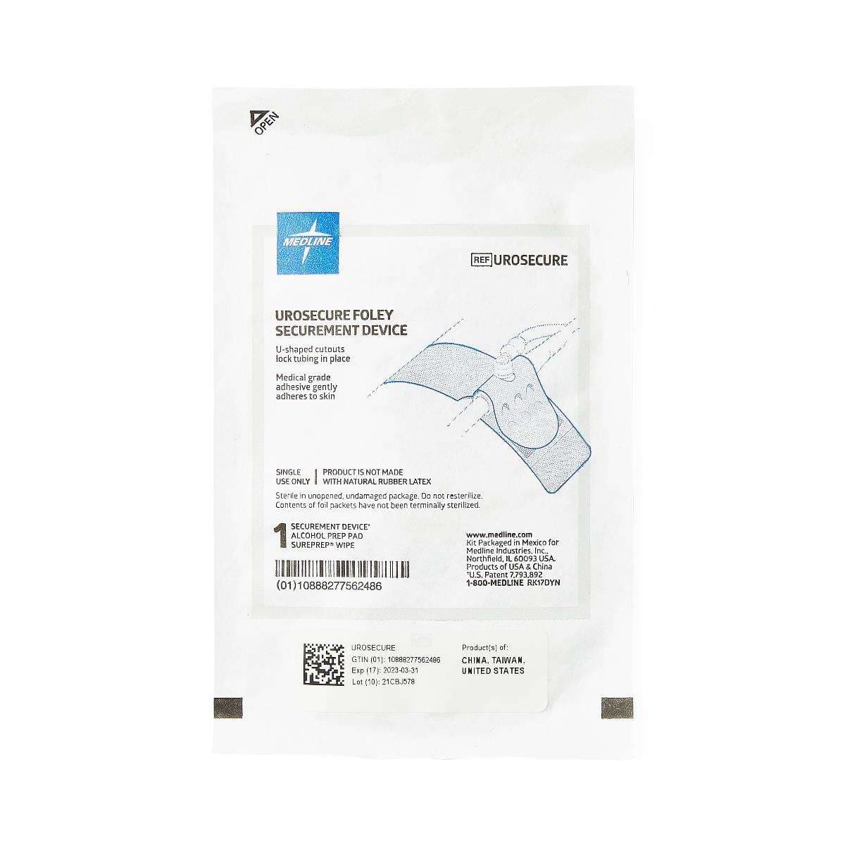 Urosecure Adhesive Foley Catheter Securement Device, Sterile - Image 1