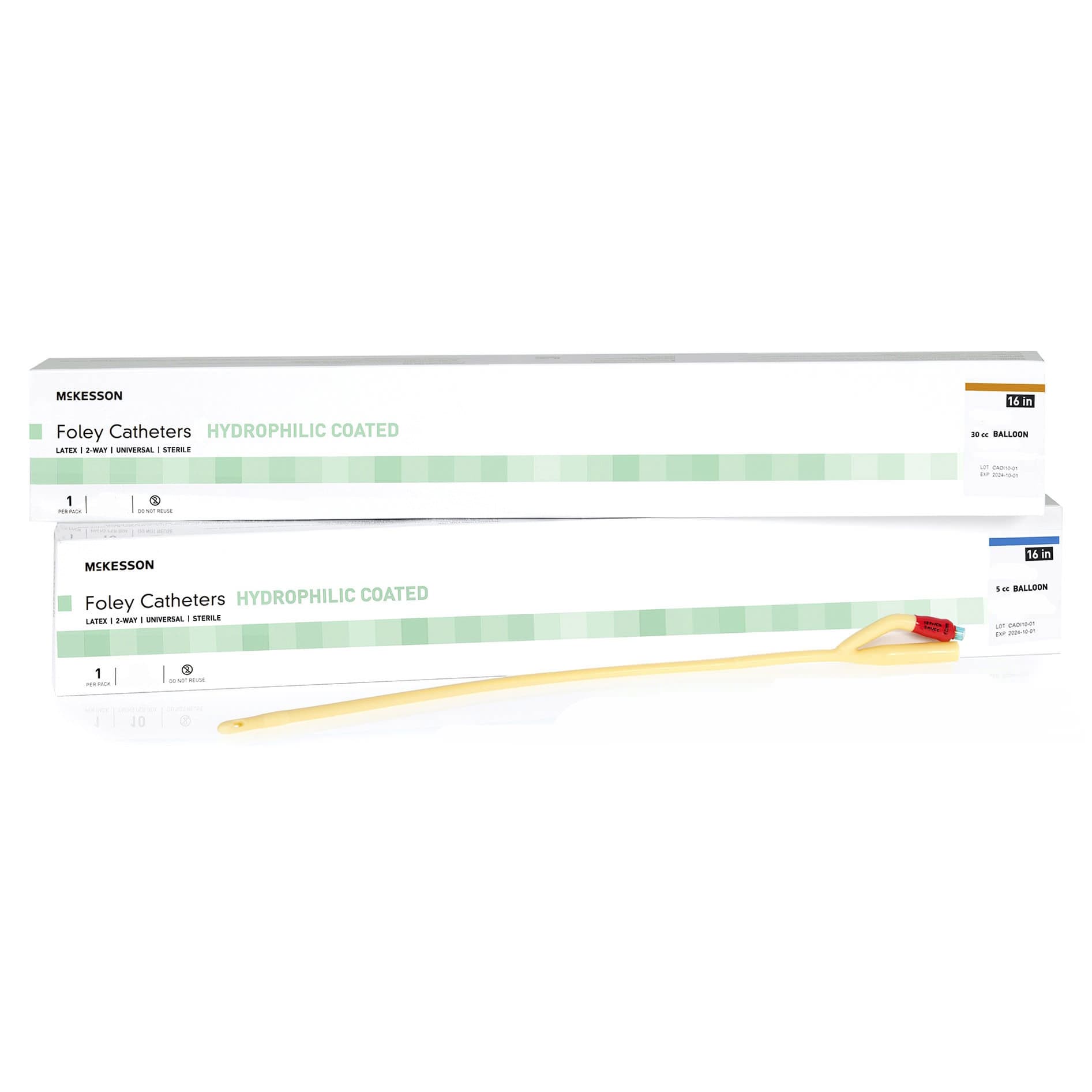 McKesson Foley Catheter Sterile 2-Way, Red, 18 Fr, Standard Tip - Each - Image 1
