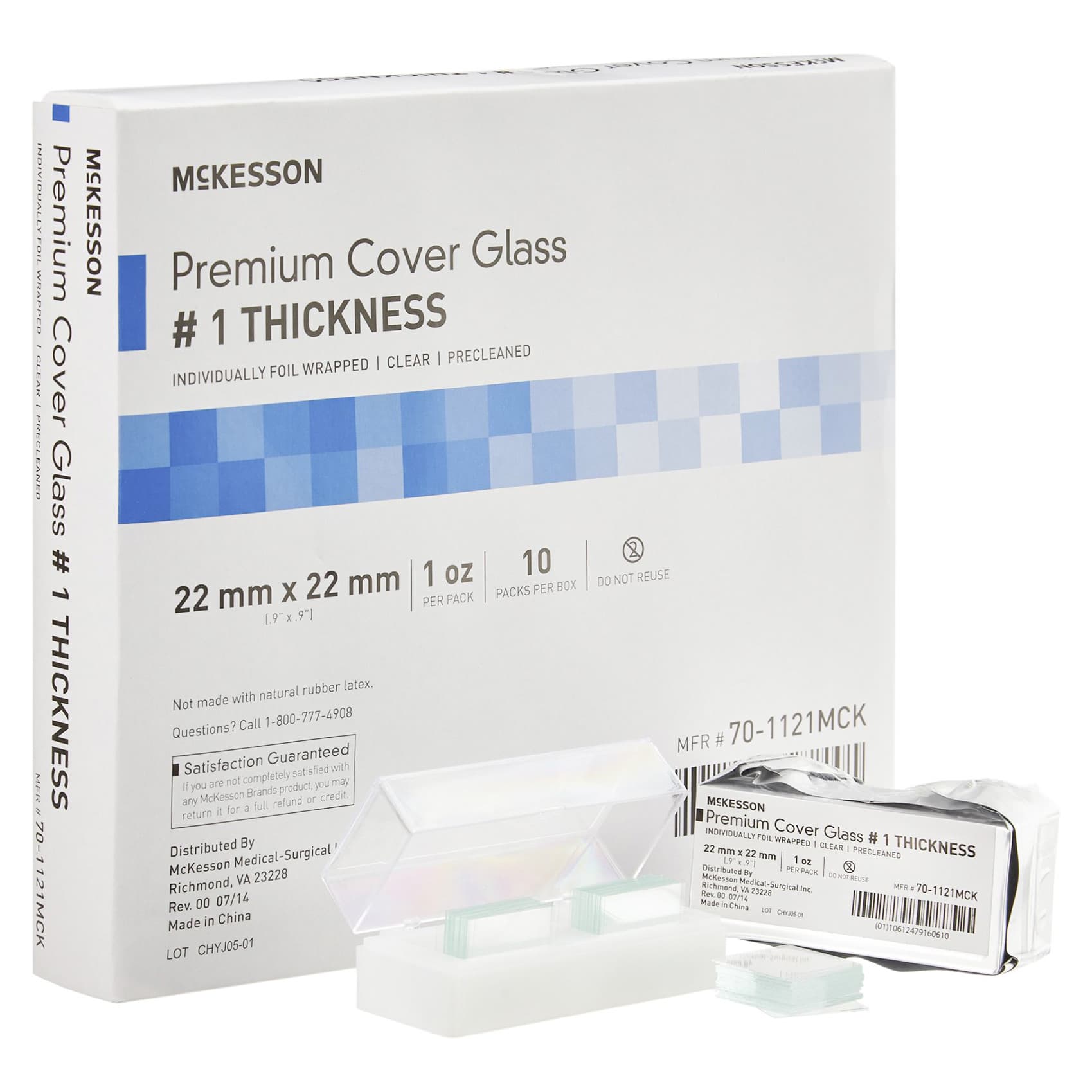 McKesson Cover Glass Square, No. 1 Thickness, 22 x 22 mm - Box of 10 - Image 1