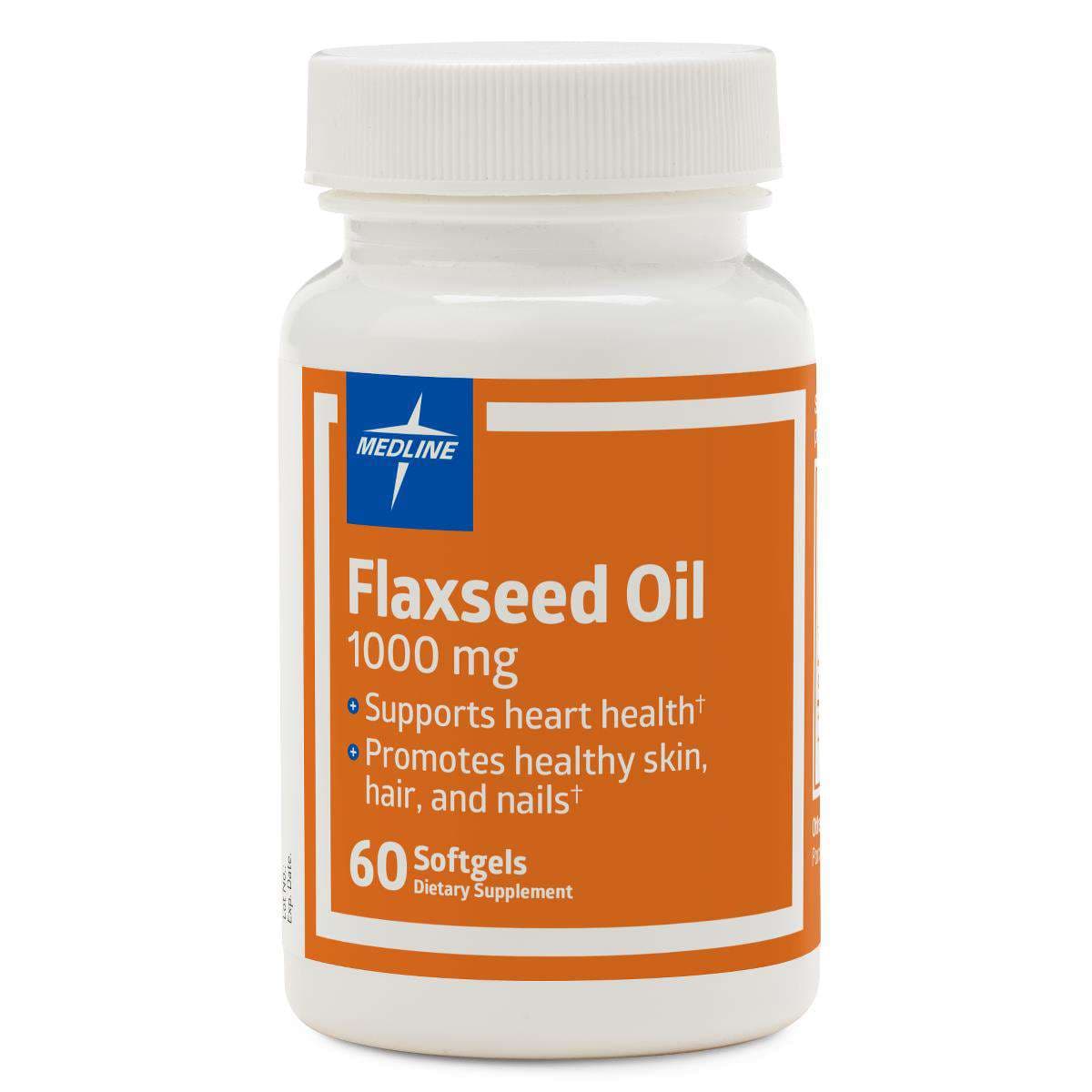 Medline Flaxseed Oil Softgels, 1000 mg - Bottle of 60 - Image 1