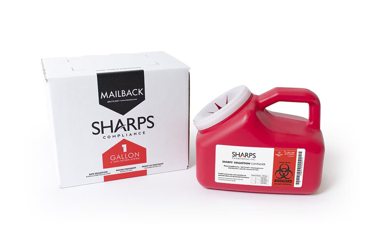 Pro-Tec 1 Gallon Mailback Sharps Container, Vertical Entry