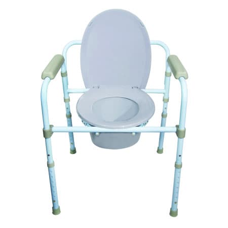 McKesson Fixed Arm Folding Commode Chair, Blue - Image 1