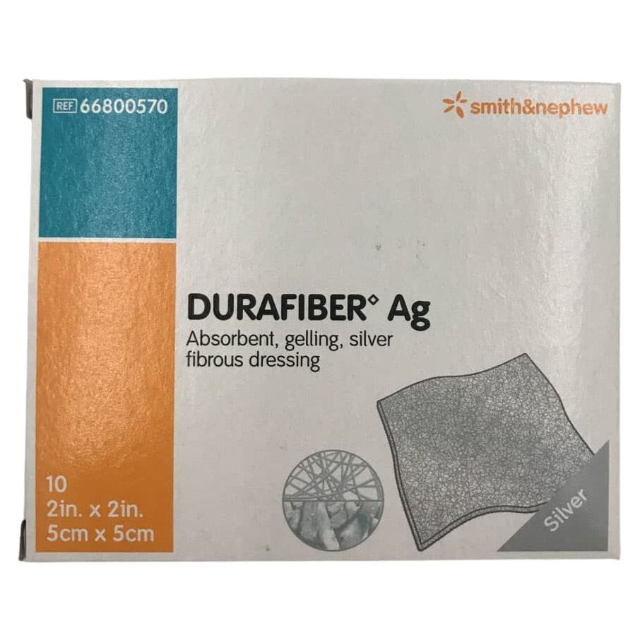 Durafiber Ag Gelling Fiber Dressing, 2 x 2 Inch - Box of 10 - Image 1