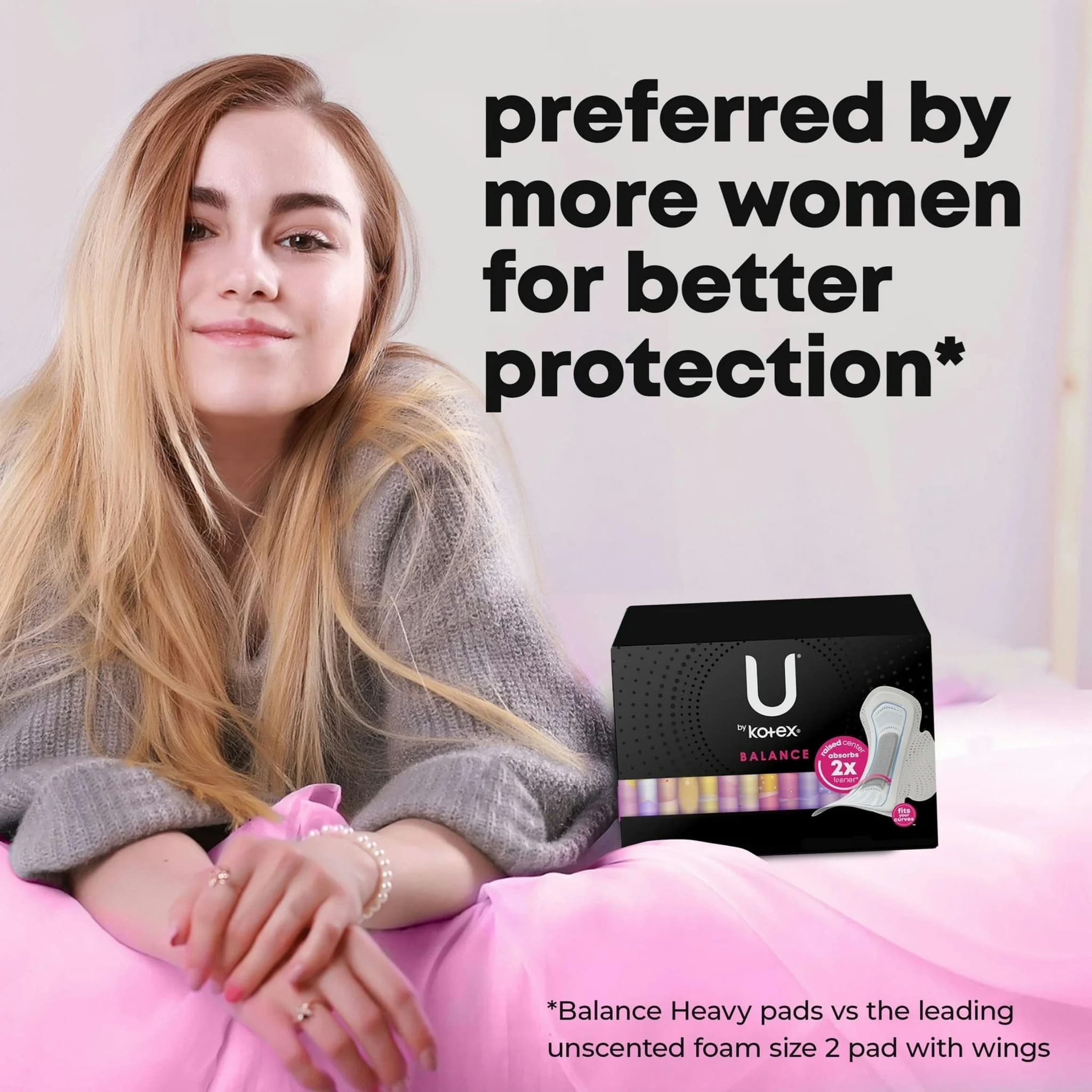 U by Kotex Balance Ultra Thin Pads with Wings, Regular Absorbency - Image 7