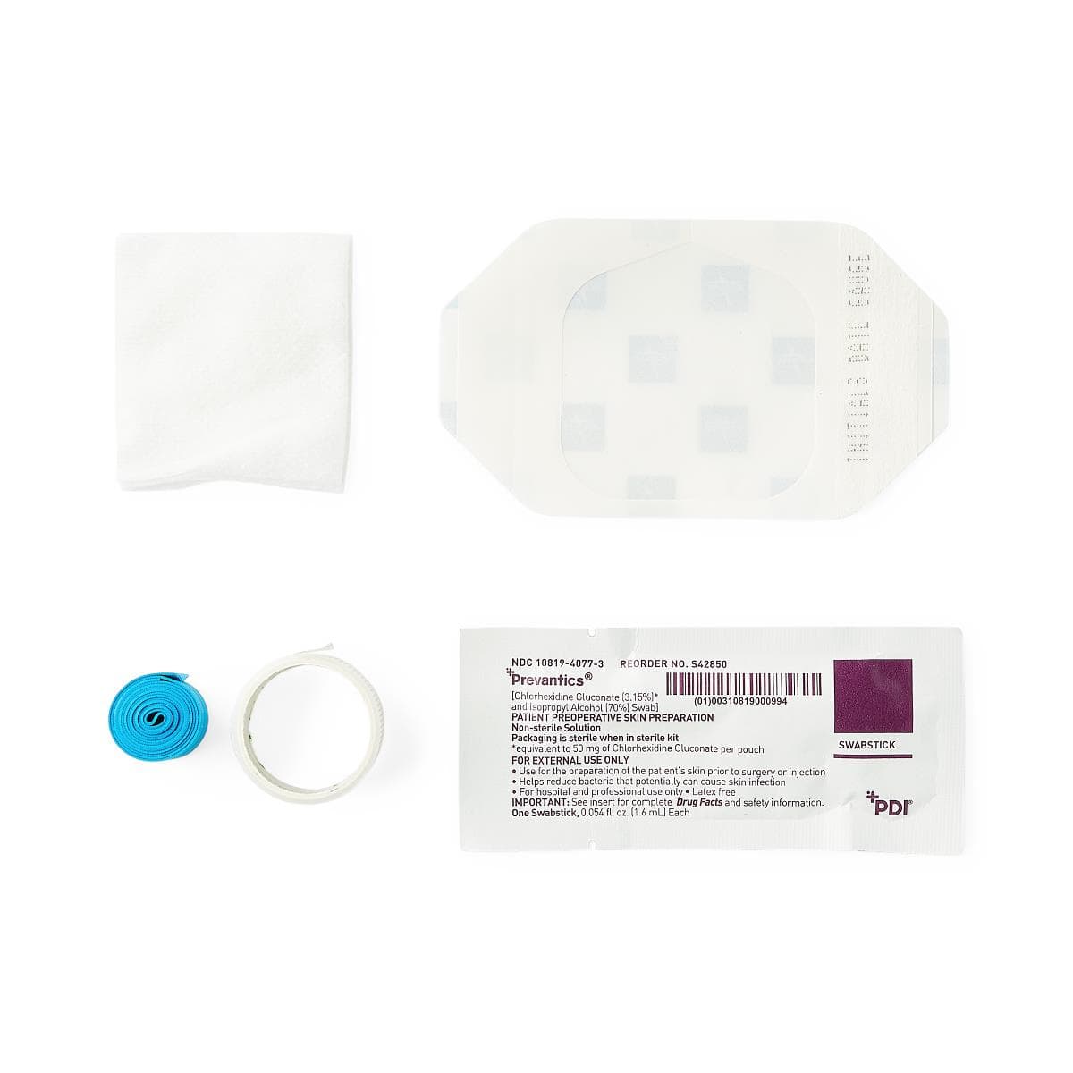 Medline 6-Piece IV Start Kit with Prevantics Mini Swabstick - Case of 100