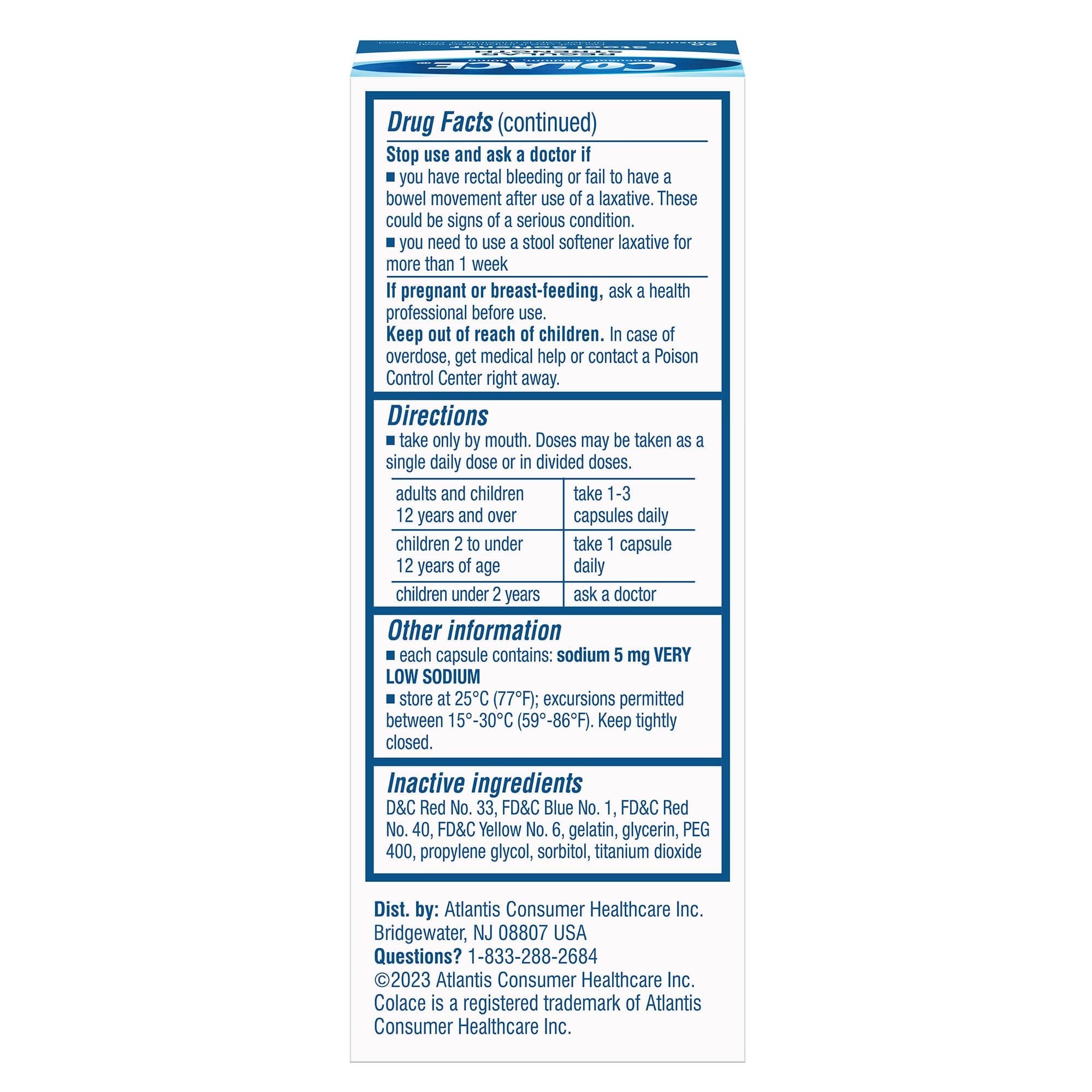 Colace Docusate Sodium Regular Strength Stool Softener - Image 3