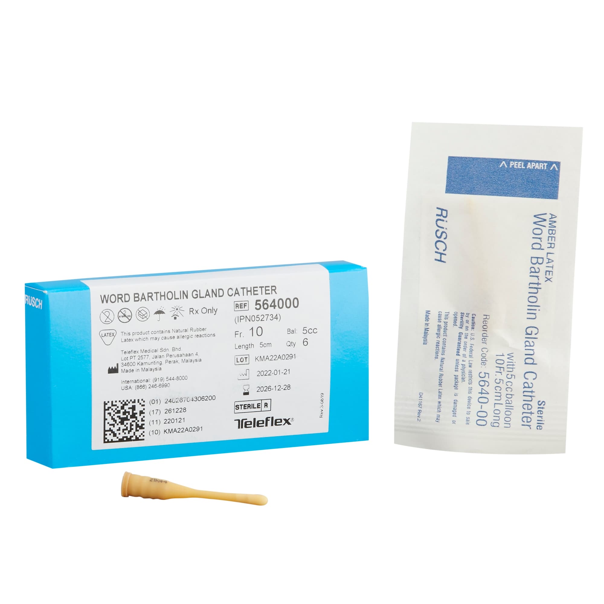 Teleflex Word Bartholin Gland Catheter, 5CC, Latex, Sterile