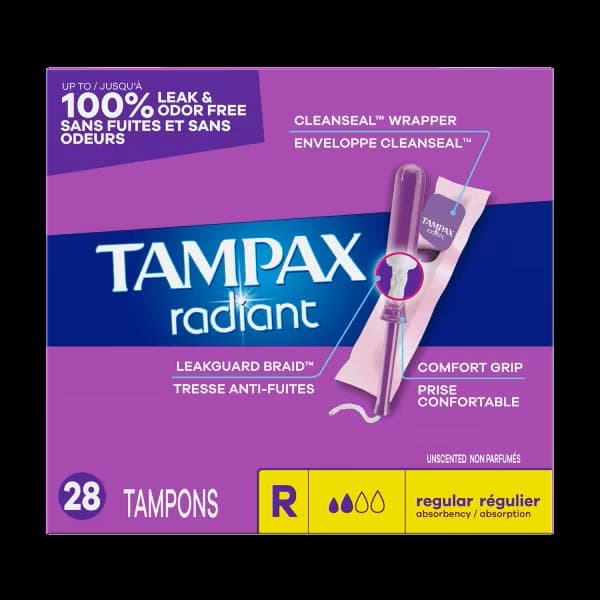 Tampax Radiant Tampons with LeakGuard Braid