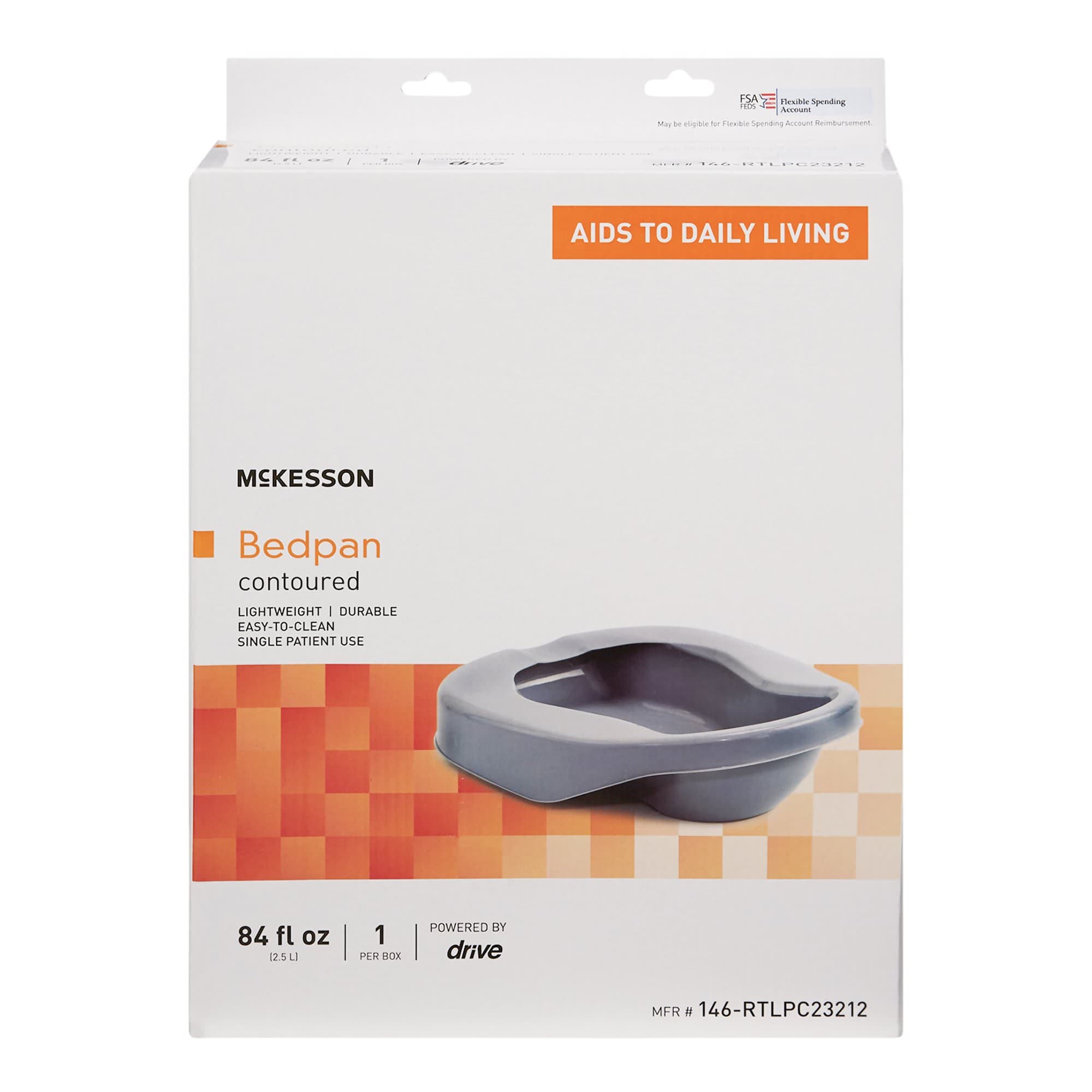 McKesson Contoured Bedpan Gray 16.25 L x 12 W x 4.25 H Inch Unisex Single Patient Use - Image 2