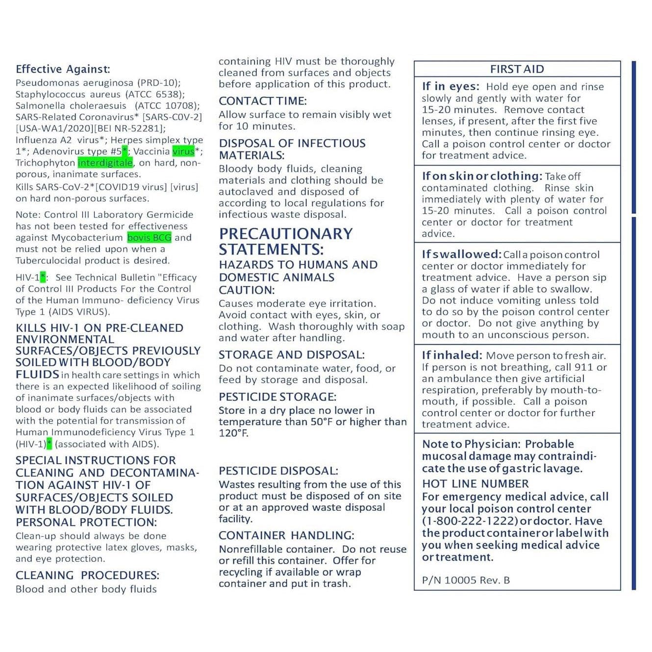 Control III Laboratory Germicide Surface Disinfectant Cleaner - Image 4