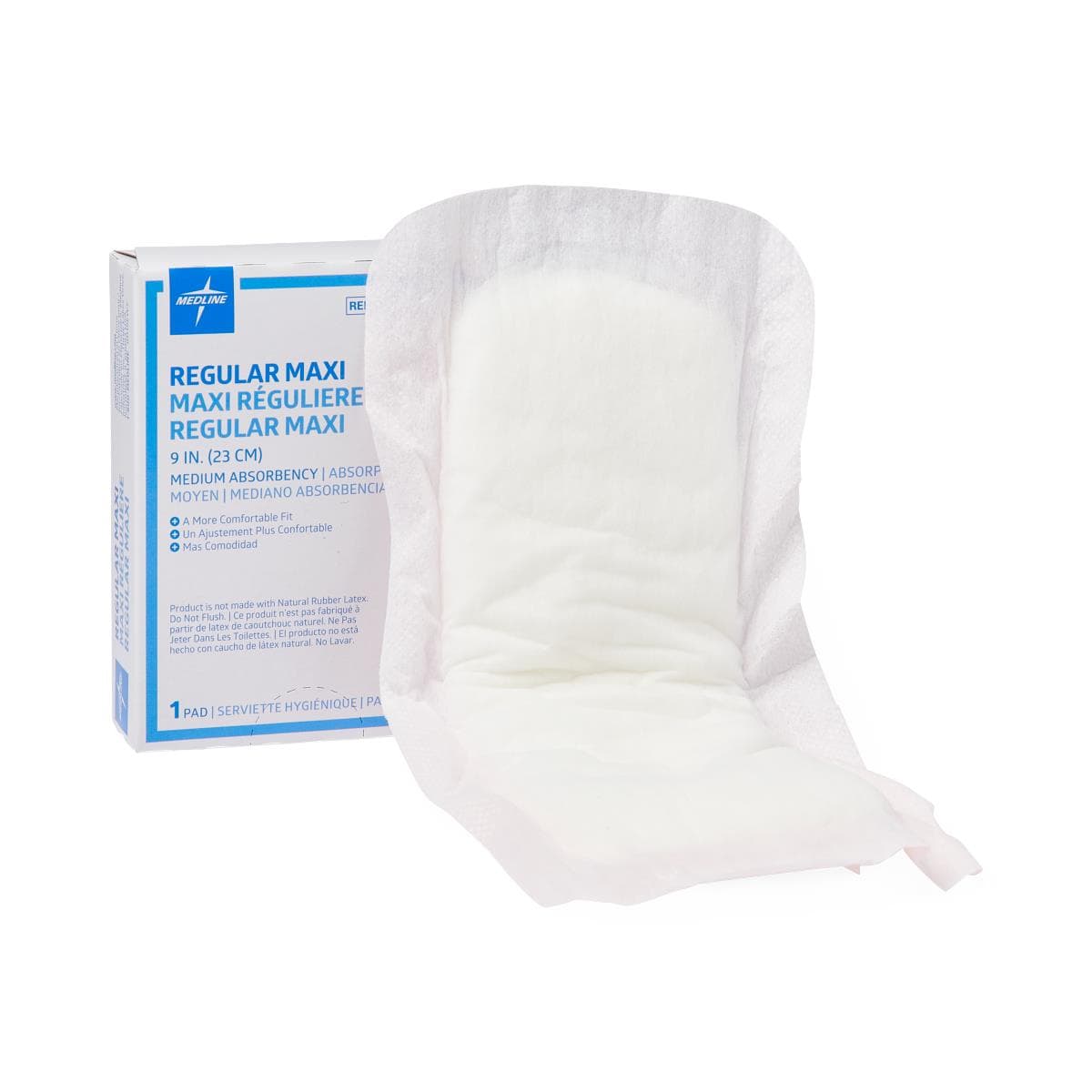Medline Maxi Adhesive Sanitary Pads, 9 Inch - Image 1