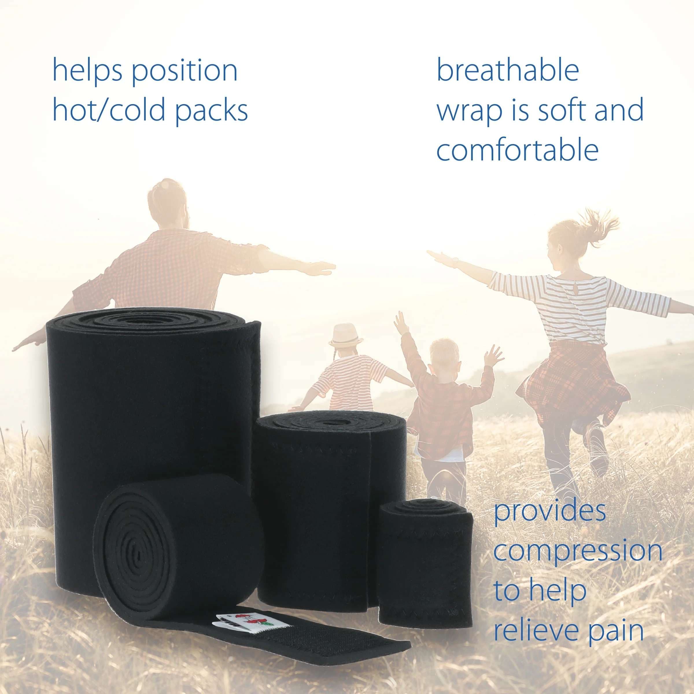 Core Neoprene Compression Therapy Wraps, Black - Image 3